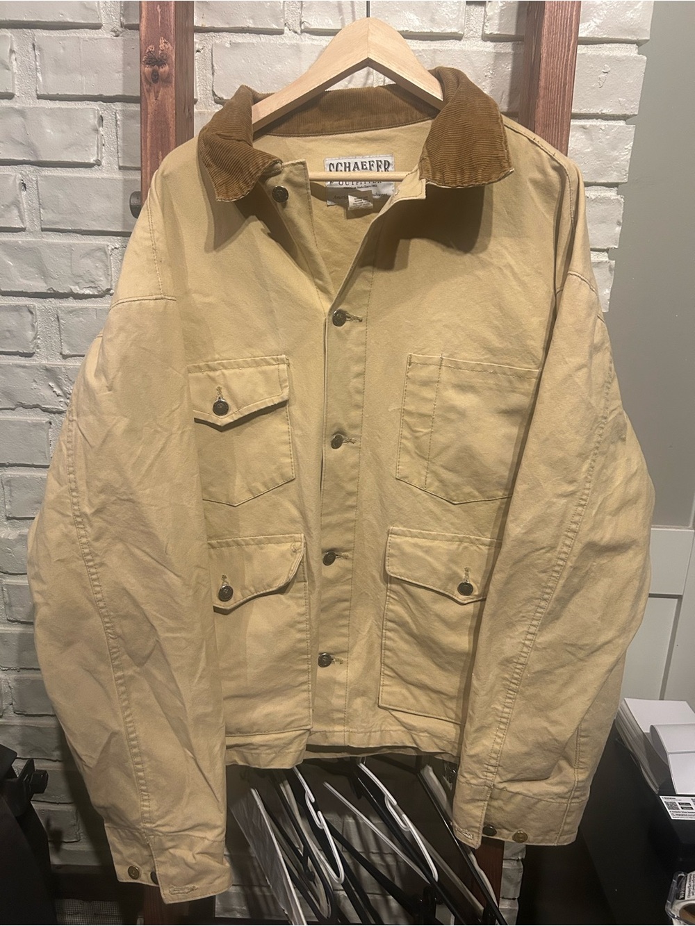 Schaefer Men Brown Vintage Brush Button Up Jacket Size 3XL Pockets
